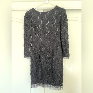 Shuet Young Vintage Sequin Lace Dress with Beaded Tassels
